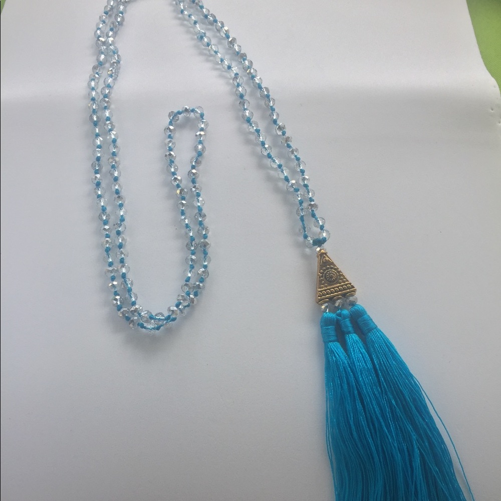 Indian crystal tassels necklace